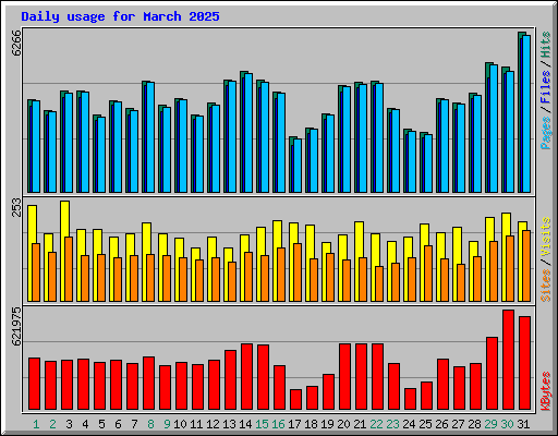 Daily usage for March 2025